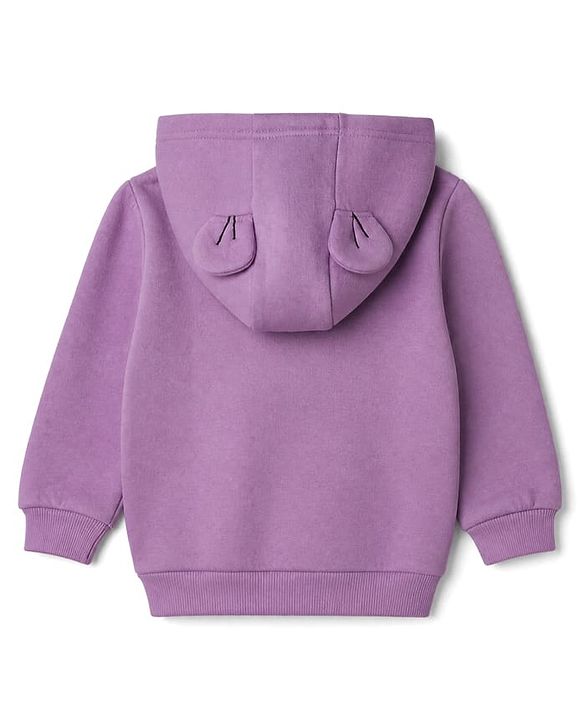 Babyhug Fleece Knit Sweatshirt with Full Sleeves and Happy Days Print in Lavender