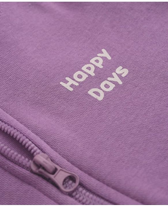 Babyhug Fleece Knit Sweatshirt with Full Sleeves and Happy Days Print in Lavender