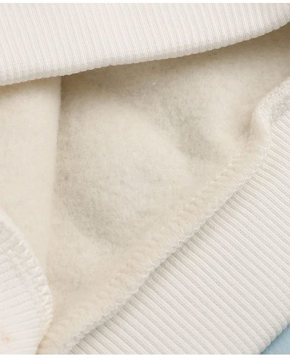 Babyhug Heavy Gauge Warm Cotton Fleece Knit Sweatshirt with Full Sleeves & Bow Applique - White