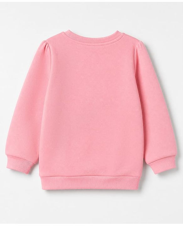 Babyhug Heavy Gauge Fleece Knit Full Sleeves Sweatshirt With Penguin Print - Baby Pink