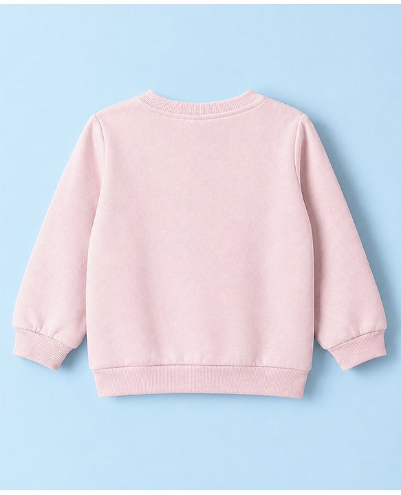 Babyhug Fleece Knit Sweatshirt with Full Sleeves and Disco Cherry Print - Baby Pink