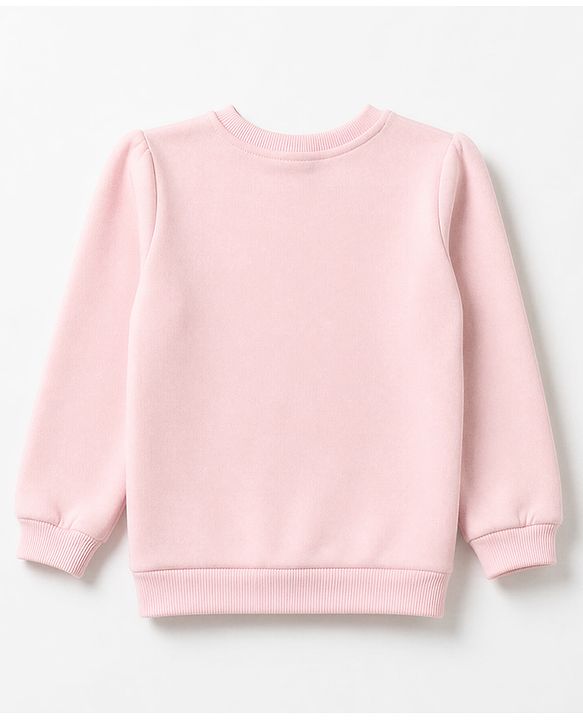 Babyhug Fleece Knit Sweatshirt with Full Sleeves and Disco Cherry Print - Baby Pink