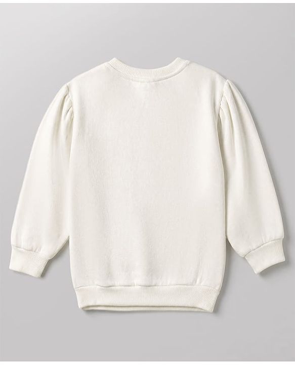 Babyhug Heavy Gauge Terry Knit Full Sleeves Sweatshirt with Teddy Bear & Text Print - White