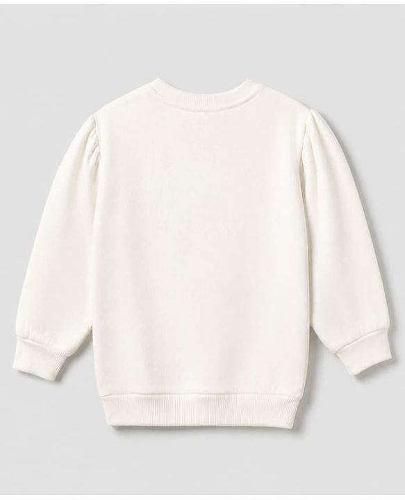 Babyhug Heavy Gauge Terry Knit Full Sleeves Sweatshirt with Teddy Bear & Text Print - White