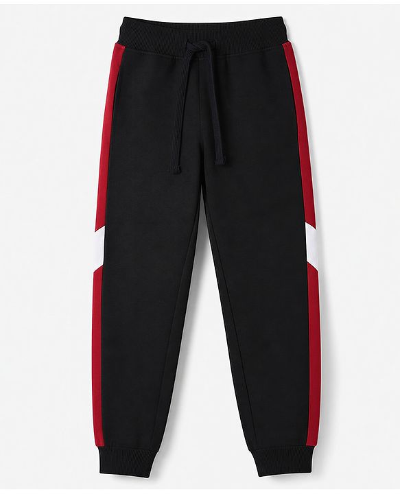 Pine Kids Cotton Knit Full Length Solid Lounge Pant - Black