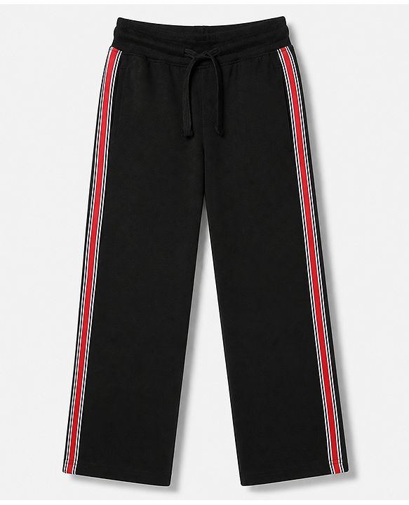 Pine Kids Knit Full Length Track Pant With Tape Detailing - Black