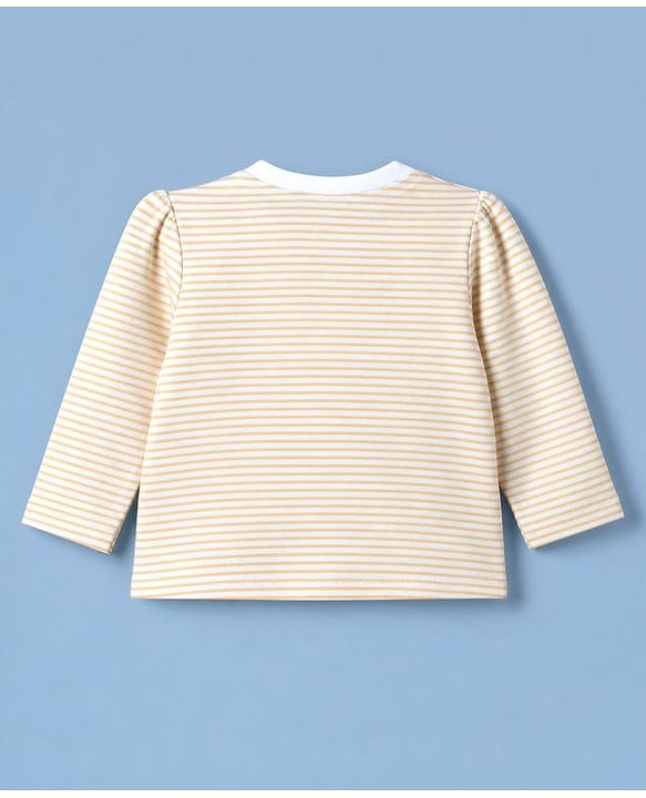 Babyhug 100% Cotton Interlock Knit Full Sleeves T-Shirts with Stripes Floral & Deer Print Pack of 3 - White & Cream