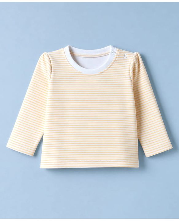 Babyhug 100% Cotton Interlock Knit Full Sleeves T-Shirts with Stripes Floral & Deer Print Pack of 3 - White & Cream