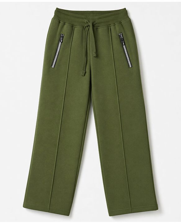 Pine Kids Knit Full Length Solid Lounge Pant - Olive Green