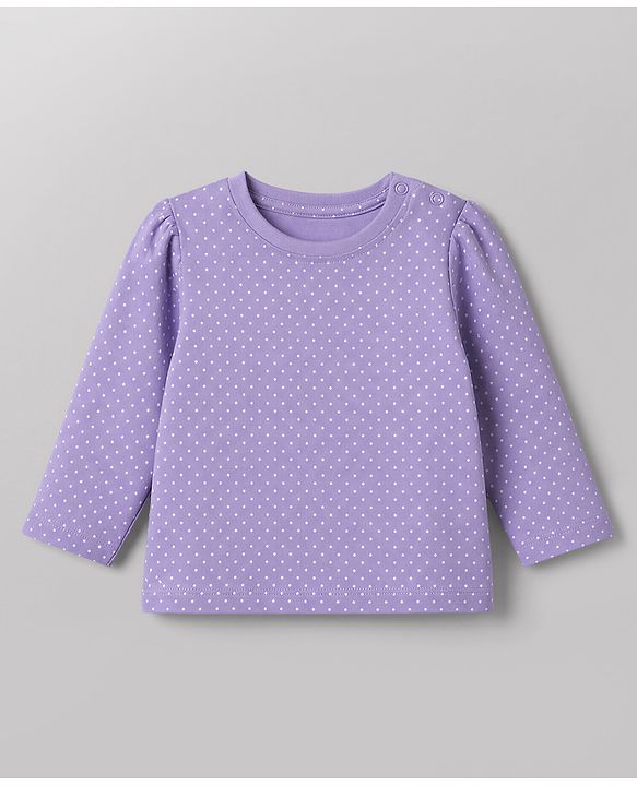 Babyhug 100% Cotton Knit Full Sleeves T-Shirts with Polka Dots, Floral & Animal Print - Purple White & Pink