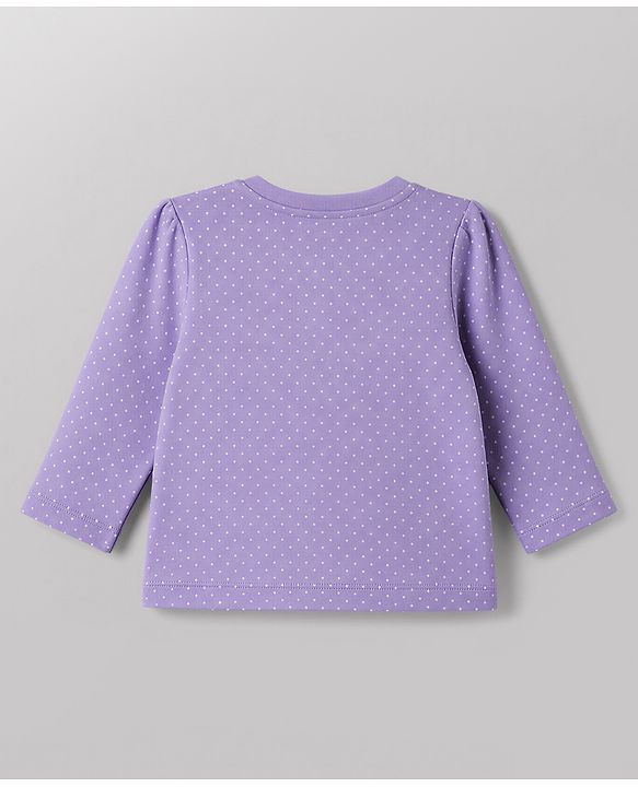 Babyhug 100% Cotton Knit Full Sleeves T-Shirts with Polka Dots, Floral & Animal Print - Purple White & Pink