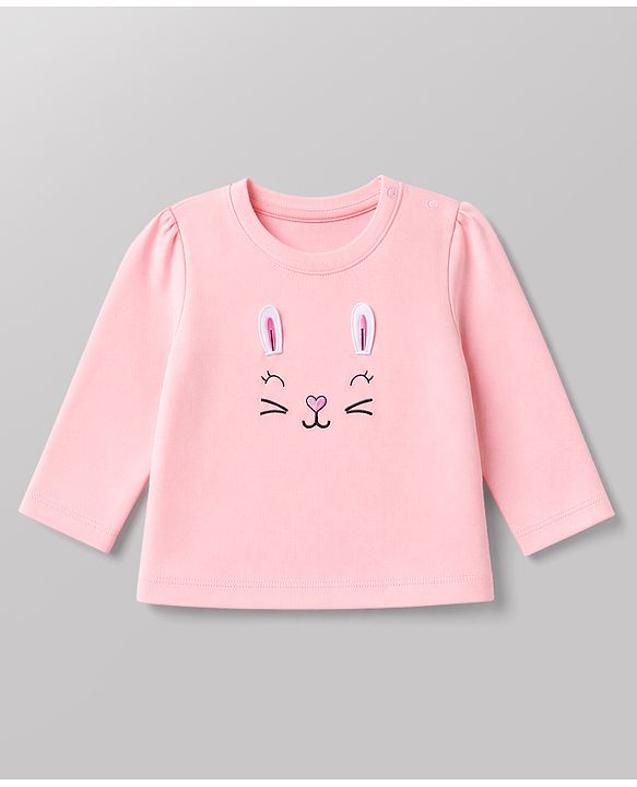 Babyhug 100% Cotton Knit Full Sleeves T-Shirts with Polka Dots, Floral & Animal Print - Purple White & Pink