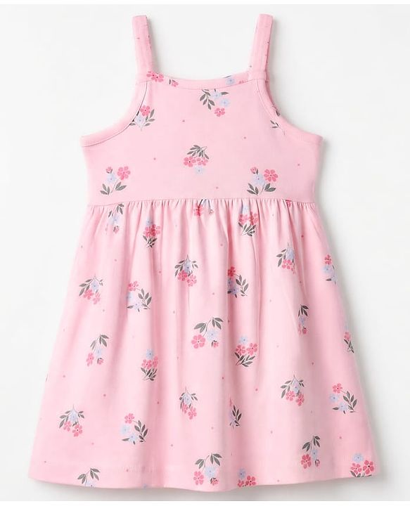 Babyhug Single Jersey Knit Full Sleeves Frock and Bloomer with Floral Print - Pink