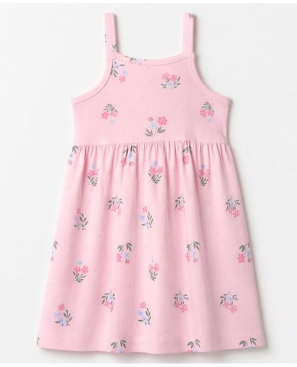 Babyhug Single Jersey Knit Full Sleeves Frock and Bloomer with Floral Print - Pink