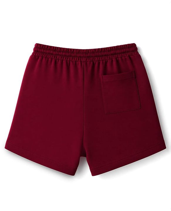 Pine Kids 100% Cotton Looper Knit Solid Shorts - Burgundy