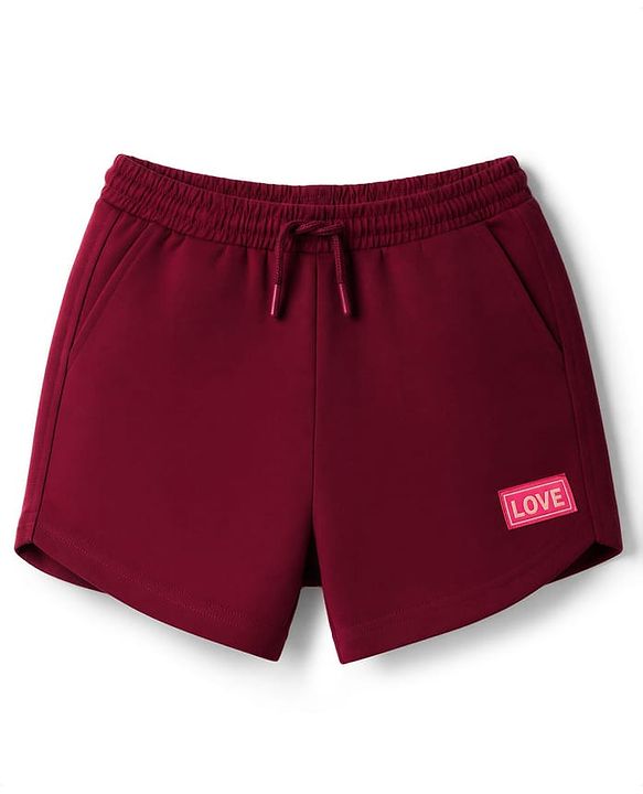 Pine Kids 100% Cotton Looper Knit Solid Shorts - Burgundy
