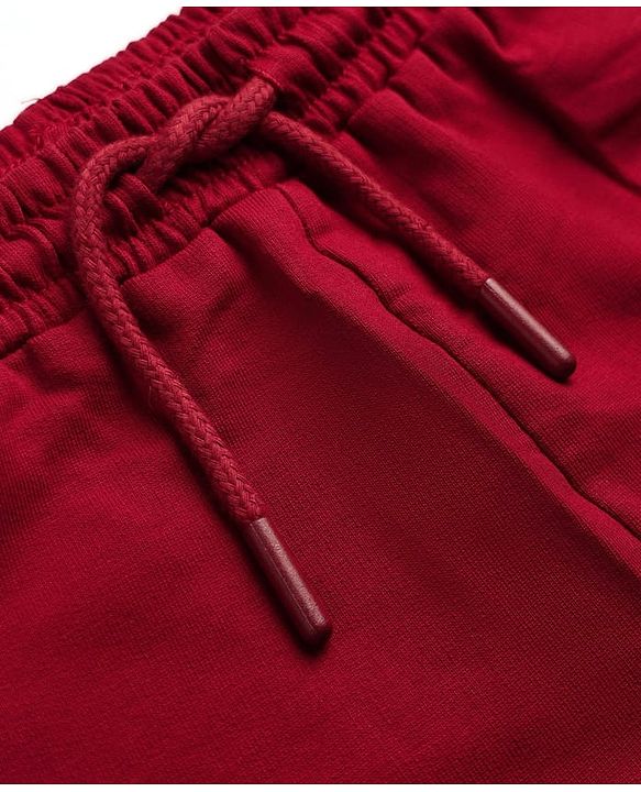 Pine Kids 100% Cotton Looper Knit Solid Short With Heart Print In Maroon