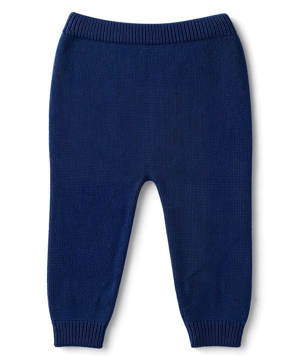 Babyhug 100% Cotton Knit Full Sleeves Deer Design Sweater Set with Cap - Navy Blue