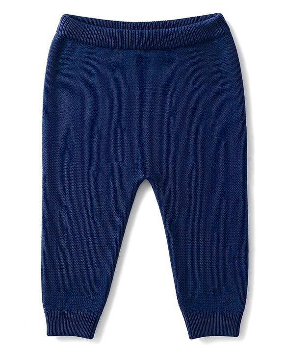 Babyhug 100% Cotton Knit Full Sleeves Deer Design Sweater Set with Cap - Navy Blue