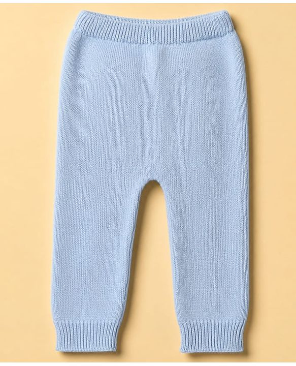 Babyhug Knit Full Sleeves Sweater Set With Floral Design & Cap - Blue