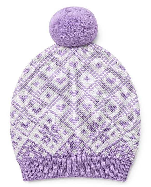 Babyhug 100% Cotton Knit Full Sleeves Sweater Sets and Cap with Cat Design - Lavender