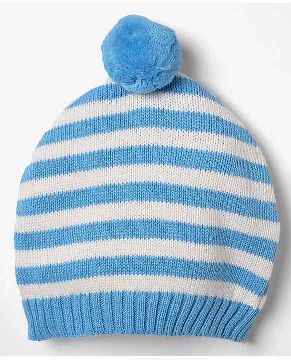 Babyhug Cotton Knit Full Sleeves Sweater Set with Cap & Hedgehog Design in Blue