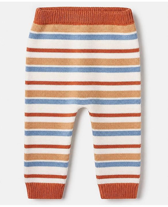 Babyhug Cotton Knit Full Sleeves Sweater Pants and Cap with Bear Design in Sky Blue & Light Brown