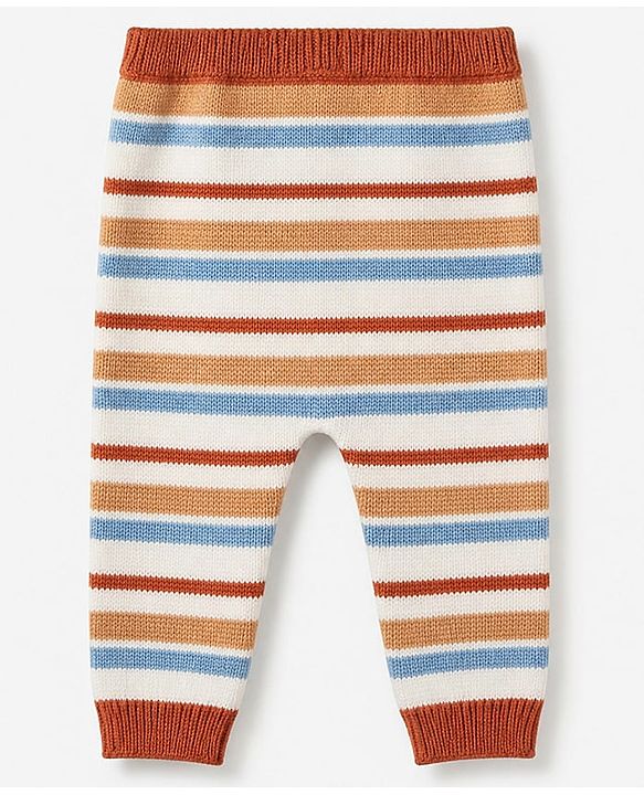 Babyhug Cotton Knit Full Sleeves Sweater Pants and Cap with Bear Design in Sky Blue & Light Brown