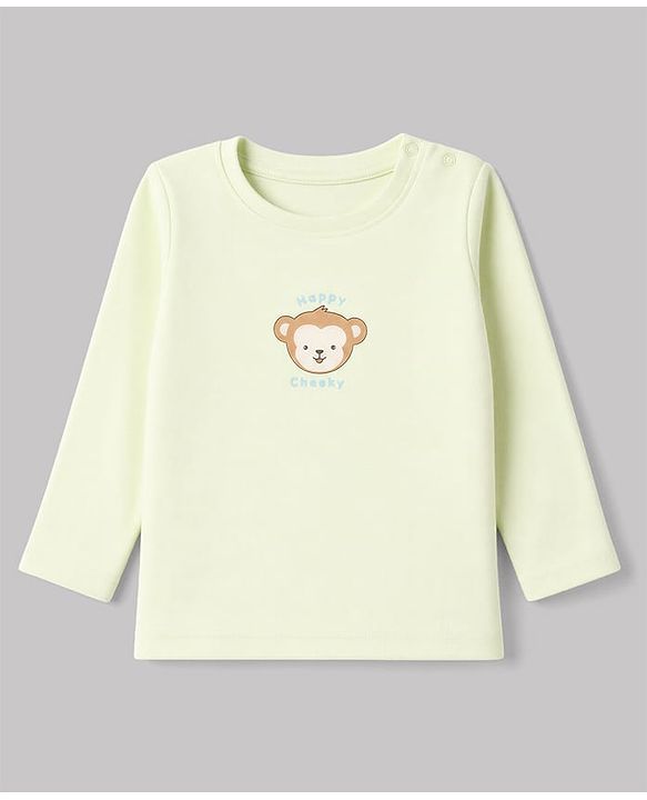 Babyhug 100% Cotton Interlock Knit Full Sleeves T-Shirts with Fox, Monkey & Koala Print in Sky Blue, Light Pink & Offwhite