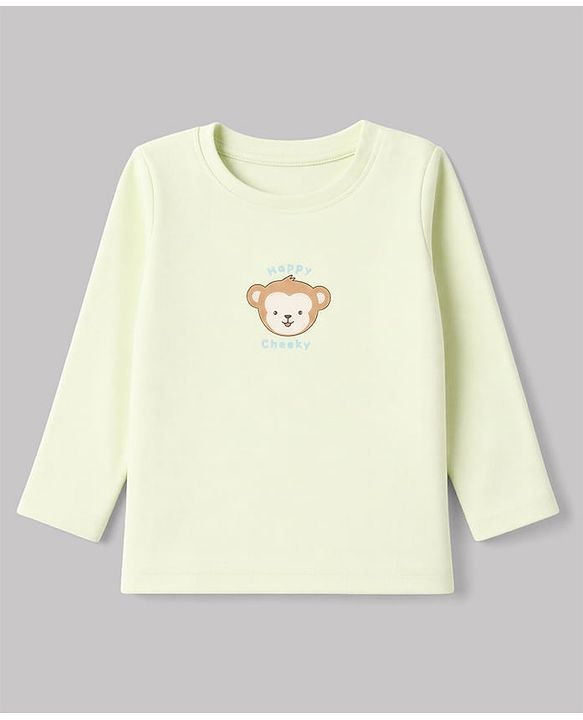 Babyhug 100% Cotton Interlock Knit Full Sleeves T-Shirts with Fox, Monkey & Koala Print in Sky Blue, Light Pink & Offwhite