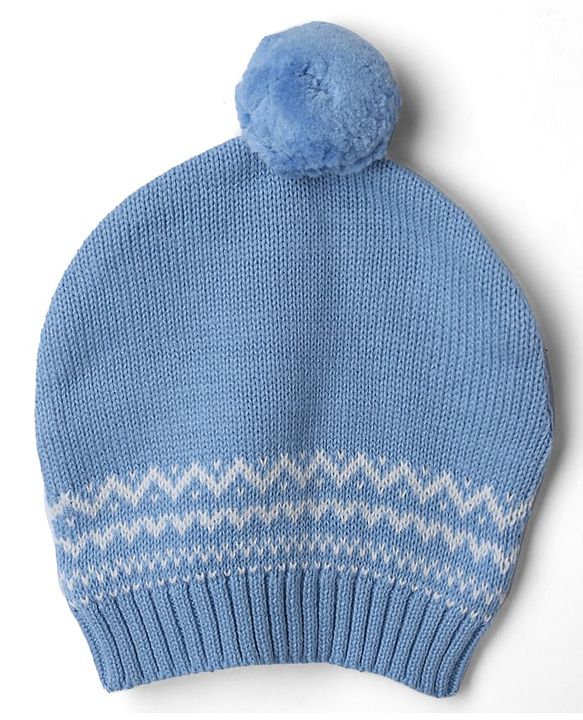 Babyhug Cotton Knit Full Sleeves Sweater Sets with Polar Bear Design and Cap - Blue