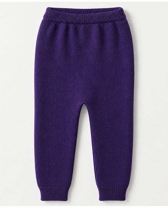 Babyhug 100% Cotton Knit Full Sleeves Sweater Set with Cap & Fox Design - Purple