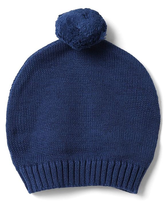 Babyhug 100% Cotton Knit Full Sleeves Striped Sweater Set with Cap - Navy Blue