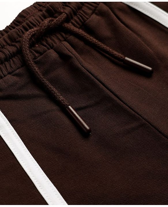 Pine Kids 100% Cotton Looper Knit Solid Shorts With Tape Detailing - Brown