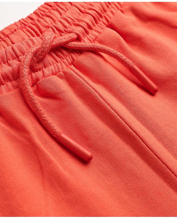 Pine Kids 100% Cotton Looper Knit Solid Shorts With Lace - Peach