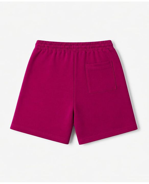 Pine Kids 100% Cotton Looper Knit Solid Shorts With Text Print - Brown