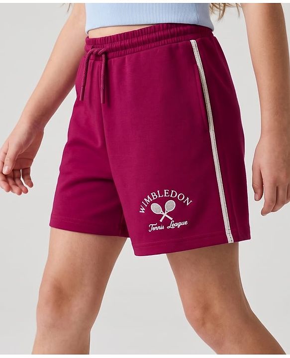 Pine Kids 100% Cotton Looper Knit Solid Shorts With Text Print - Brown