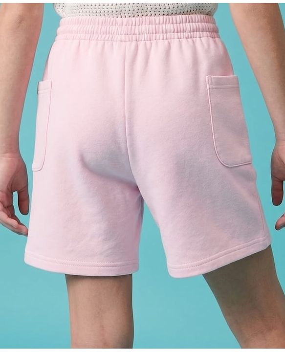 Pine Kids 100% Cotton Looper Knit Solid Shorts With Side Pockets - Light Pink