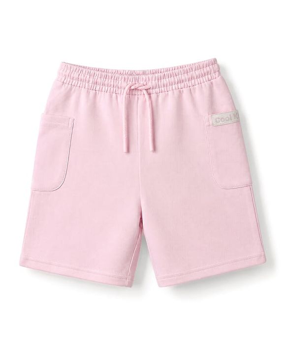 Pine Kids 100% Cotton Looper Knit Solid Shorts With Side Pockets - Light Pink