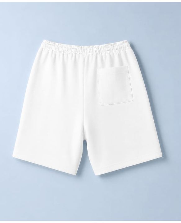 Pine Kids 100% Cotton Looper Knit Solid Shorts With Text Print - White