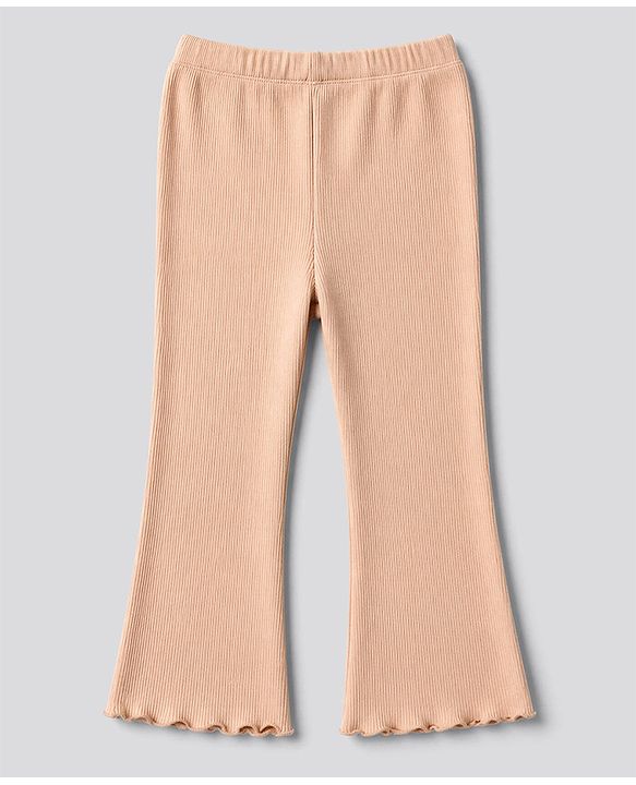Babyhug 100% Cotton Single Jersey Knit Full Sleeves Top & Pants With Floral Applique - Cream & Peach