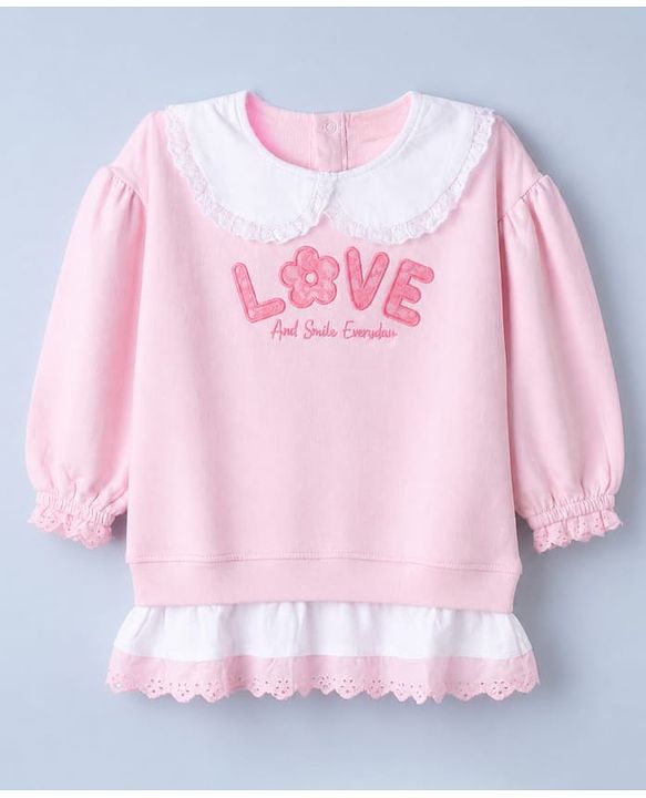 Babyhug 100% Cotton Single Jersey Knit Full Sleeves Top & Leggings Set With Text Print - Pink