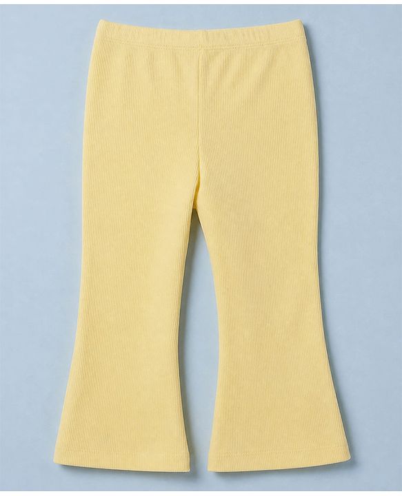 Babyhug 100% Cotton Single Jersey Knit Full Sleeves Top and Legging Set with Lace Details and Floral Embroidery - Yellow