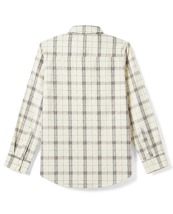Pine Kids 100% Cotton Woven Full Sleeves Checks Shirts and T-shirt with Half Sleeves Tee and Believe In Yourself Print - Beige
