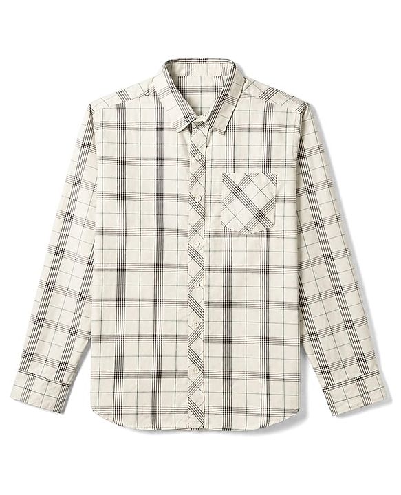 Pine Kids 100% Cotton Woven Full Sleeves Checks Shirts and T-shirt with Half Sleeves Tee and Believe In Yourself Print - Beige