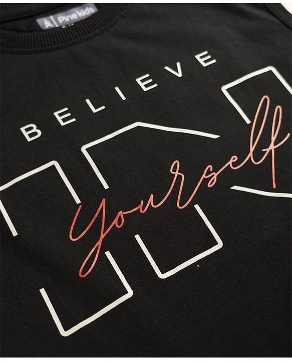 Pine Kids 100% Cotton Woven Full Sleeves Checks Shirts and T-shirt with Half Sleeves Tee and Believe In Yourself Print - Beige
