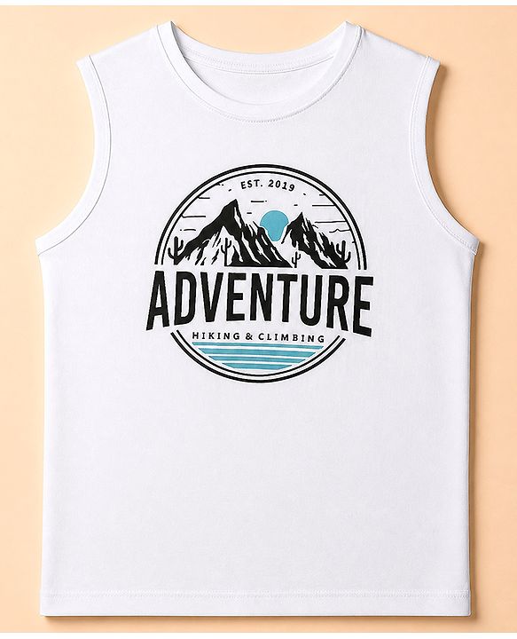 Pine Kids 100% Cotton Woven Shirts with Tank Top and Full Sleeves and Mountains Print - Turquoise