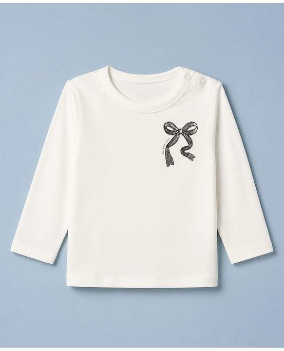 Babyhug 100% Cotton Single Jersey Knit Full Sleeves Top and Skirt Set with Bow Print in White