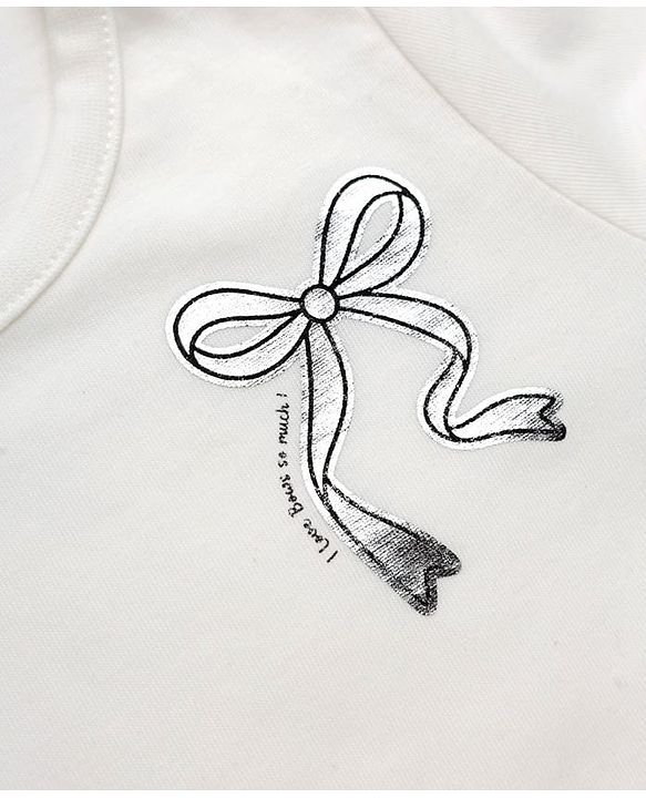 Babyhug 100% Cotton Single Jersey Knit Full Sleeves Top and Skirt Set with Bow Print in White