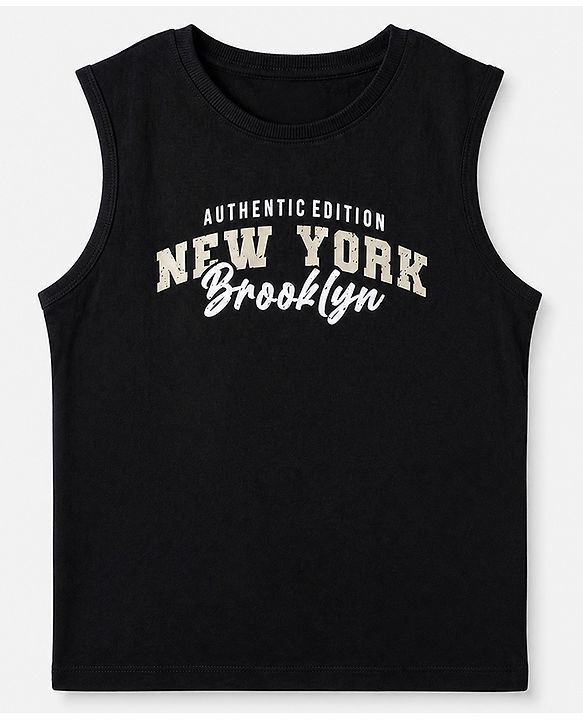 Pine Kids 100% Cotton Woven Shirt with T Shirt Full Sleeves and Authentic Edition New York Brooklyn Print in Beige